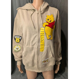 Disney Winnie the Pooh Women’s Beige Full Zip Character Hoodie Medium NWT